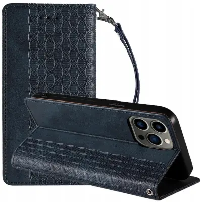 MAGNET STRAP CASE ETUI OBUDOWA POKROWIEC FUTERAŁ DO IPHONE 13 PRO NIEBIESKI