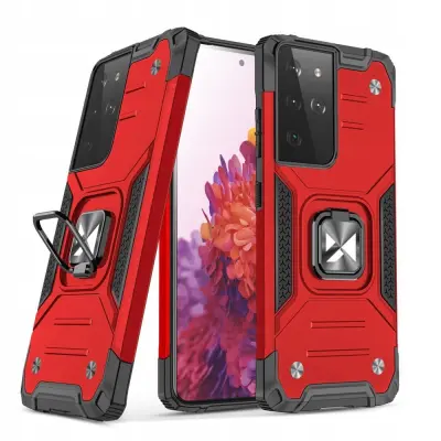 WOZINSKY PANCERNE ETUI CASE Z UCHWYTEM DO SAMSUNG GALAXY S22 ULTRA CZERWONY