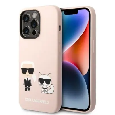 SILIKONSKI OVITEK KARL LAGERFELD ZA MAGSAFE ZA IPHONE 14 PRO - ROZA