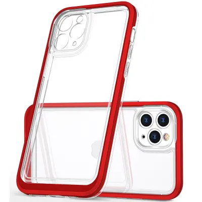 OVITEK HURTEL CLEAR CASE Z OKVIRJEM ZA IPHONE 14 PRO MAX RDEČ