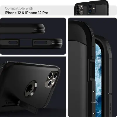 SPIGEN TOUGH ARMOR CASE OVITEK ZA IPHONE 12/12 PRO ČRN