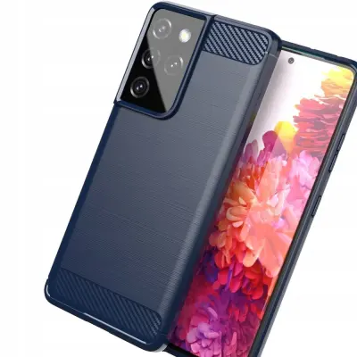 CARBON CASE ETUI CASE OBUDOWA FUTERAŁ DO SAMSUNG GALAXY S21 ULTRA NIEBIESKI
