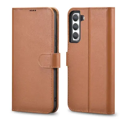 Usnjena torbica denarnica za Galaxy S22+ rjava