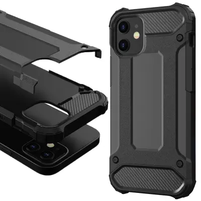 HYBRID ARMOR ETUI CASE OBUDOWA POKROWIEC FUTERAŁ DO IPHONE 12 PROMAX CZARNY