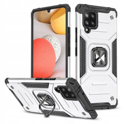 WOZINSKY PANCERNE ETUI CASE Z UCHWYTEM DO SAMSUNG GALAXY A42 5G SREBRNE