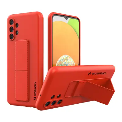 Silikonski ovitek s stojalom za Samsung Galaxy A13 5G Kickstand Case rdeč