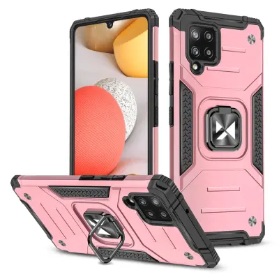 Armored ovitek + magnetno držalo za Samsung Galaxy A42 5G Ring Armor roza