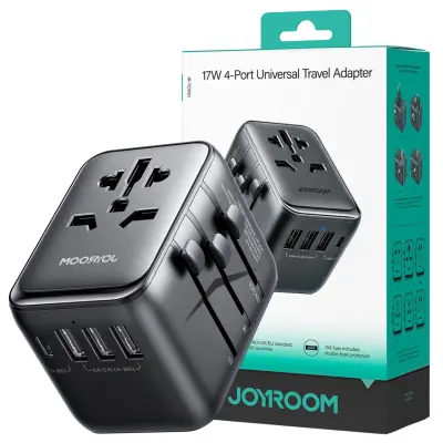 JOYROOM TRAVEL ADAPTER 17W UNIVERSAL EU/US/UK/JP/AU/CN ČRN