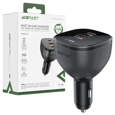 ACEFAST B14 AVTOPOLNILEC 165W 2X USB-C 1X USB-A ČRN