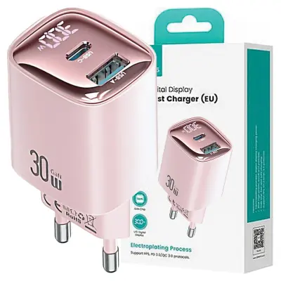 USAMS 30W USB-C USB-A HITRO POLNILNIK ZA ROZA TELEFONE