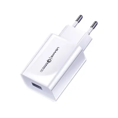 USAMS OMREŽNI POLNILEC 1XUSB 18W 3A QC3.0 ZA TELEFONE, BEL
