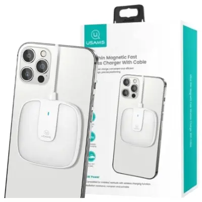 USAMS MAGNETNI INDUKCIJSKI POLNILEC 15W ZA IPHONE 12 BEL
