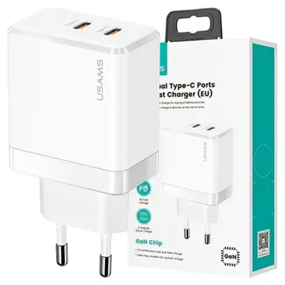 USAMS 2XUSB-C PD HITRI POLNILEC ZA TELEFONE, BEL