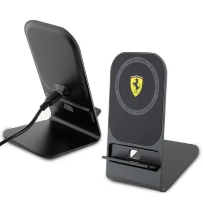 FERRARI INDUKCIJSKI POLNILEC ZA MAGSAFE 15W ZA IPHONE 12 13 14 15 ČRN