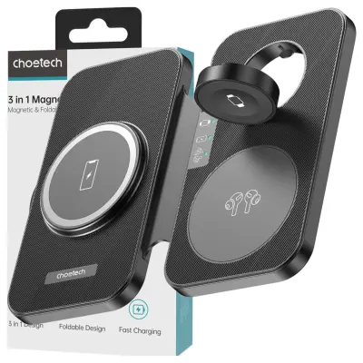 CHOETECH 3V1 INDUKTIVNI POLNILEC ZA APPLE SAMSUNG BLACK T616-F
