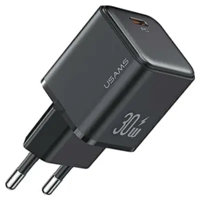 USAMS OMREŽNI POLNILEC 1XUSB-C PD30W 3A HITRO POLNJENJE ZA TELEFONE ČRN