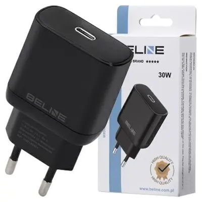 BELINE 1X USB-C 30W PD 3.0 MREŽNI POLNILEC ZA TELEFONE ČRN