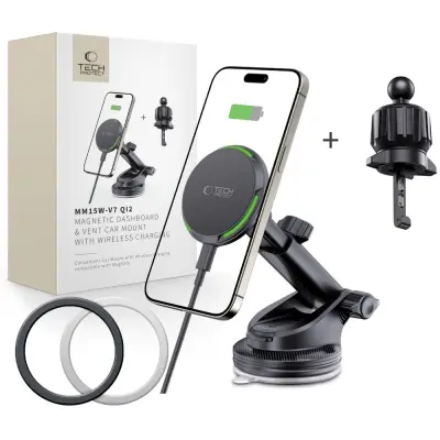 TECH-PROTECT MAGNETNI INDUKCIJSKI POLNILEC ZA AVTO QI 15W ZA
