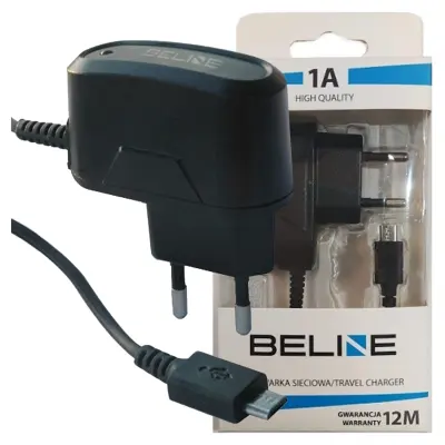 BELINE MICROUSB 1A POLNILEC ČRN ZA TELEFONE IN NAPRAVE