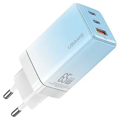 USAMS OMREŽNI POLNILEC 2XUSB-C 1XUSB 65W ZA TELEFONE PD3.0 QC3.0