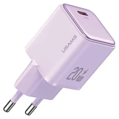 USAMS OMREŽNI POLNILEC 1XUSB-C PD20W ZA HITRO POLNJENJE TELEFONOV VIJOLIČEN