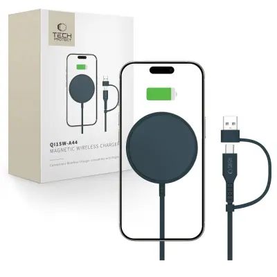 TECH-PROTECT MAGNETNI ZA BREZŽIČNI POLNILEC MAGSAFE ZA IPHONE 15W MORNO MODRA