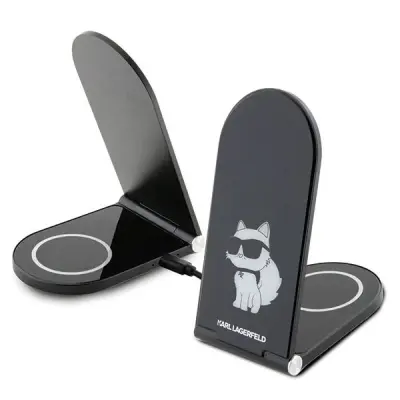 KARL LAGERFELD MAGSAFE INDUKCIJSKI POLNILEC 15W 2V1 ZLOŽLJIV ČRN