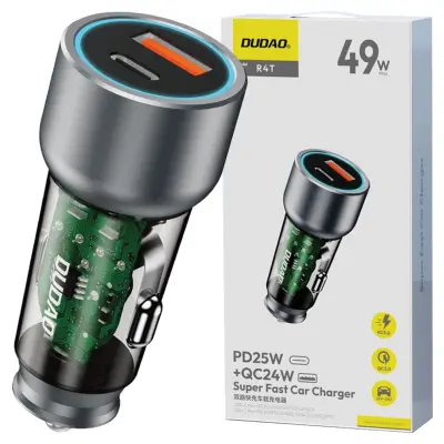 DUDAO R4T AVTOPOLNILEC 30W USB-A USB-C ZA TELEFON SIVA