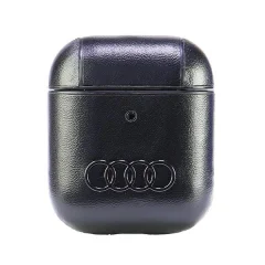 AUDI USNJEN ETUI VELIK LOGO ZA AIRPODS 1/2 ČRN