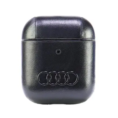 AUDI USNJEN ETUI VELIK LOGO ZA AIRPODS 1/2 ČRN