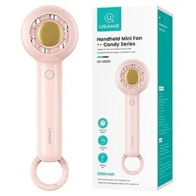 USAMS MINI ROČNI VENTILATOR 1200MAH CANDY SERIJA ZA TELEFONE ROZA