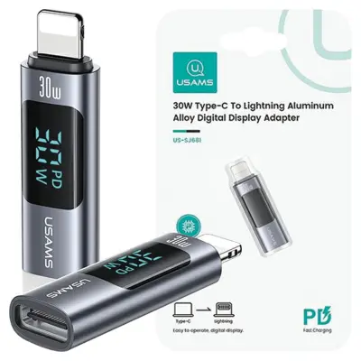 USAMS ADAPTER AU18 USB-C ZA LIGHTNING 30W ZA IPHONE IPAD STEEL