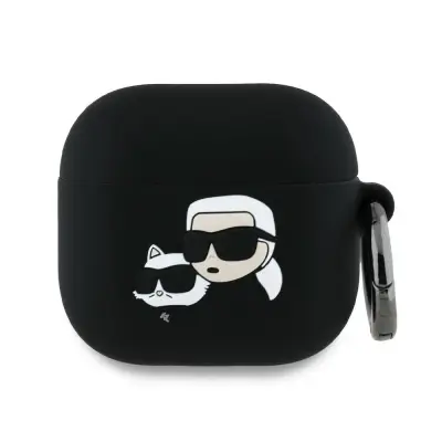 ETUI KARL LAGERFELD SILIKONSKI OVITEK ZA AIRPODS 4 ČRN 3D