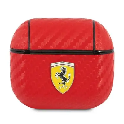 FERRARI FESA3CARE AIRPODS 3 CASE RED COVER RED PU CARBON