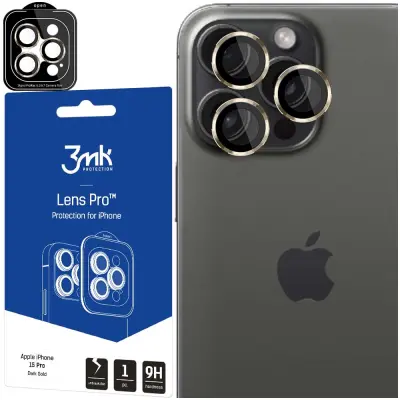 3MK LEČA PROTECTION PRO ZA APPLE IPHONE 15 PRO KALJENO STEKLO TEMNO ZLATO