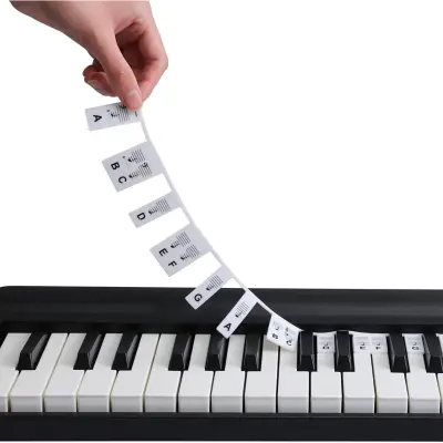Nalepke note za klavir za lažje učenje | MELOKEY Črna