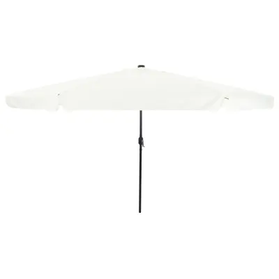 vidaXL Vrtni dežnik z LED lučkami ø395x245 cm Pesek Bela