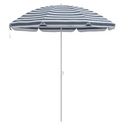 vidaXL Plažni senčnik z aluminijastim drogom modro in belo 300 cm