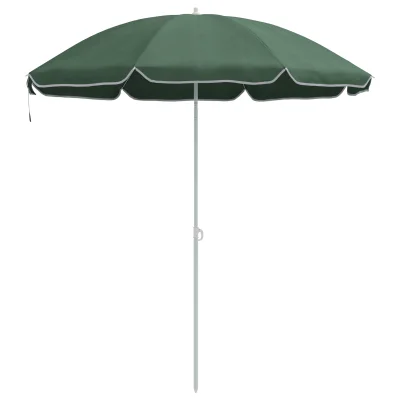 vidaXL Plažni dežnik z kovinskim drogom Zelena 161x193 cm Poliester