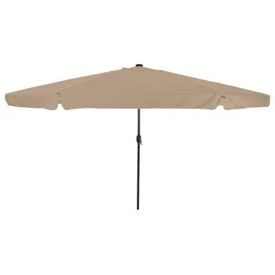 vidaXL vrtni senčnik z LED lučkami ø395x245 cm taupe