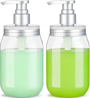 (450ML X 2) Flacon Distributeur avec Pompe Distributeur de Savon/Flacons Pompe Rechargeables Distributeurs de Lotion et de Savon