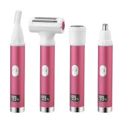 Mini prenosni električni brivnik za ženske, prirezovalnik za bikini, sramne dlake, 4 v 1 (roza), USB