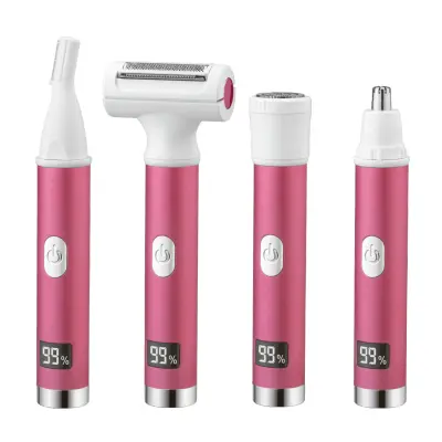 Mini prenosni električni brivnik za ženske, prirezovalnik za bikini, sramne dlake, 4 v 1 (roza), USB