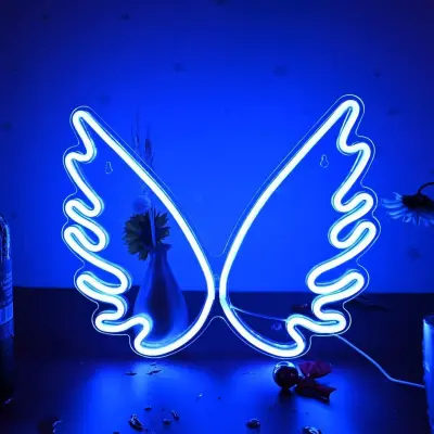 LED neonski znak Angel Wings, stenska slika, modra