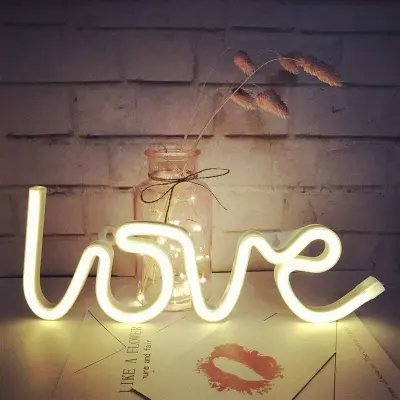 LED svetlobni znak Love Shape - stenski/namizni dekor za poročno zabavo, otroško sobo, dnevno sobo, dom, bar, pub, hotel, plažo, (topla bela)