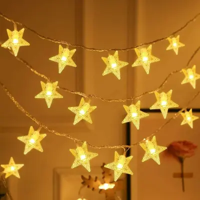 Zvezdane lučke, pravljične lučke, 1 način osvetlitve, dekoracija za spalnico, teraso, zabavo, rojstni dan, valentinovo, kras za drevesce - 1,5m 10led