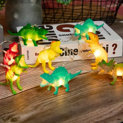 10 LED luči na vrvici za dinozavre, 1,5 m dolgi dodatki za božično zabavo, lučke v obliki dinozavrov na baterije
