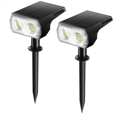 Zmogljiv zunanji solarni reflektor, nastavljiva svetlost 48 LED zunanja solarna vrtna svetilka, IP65 , 6500K hladna svetloba za vrt, 2 paketa