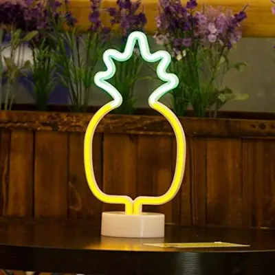 Srčkan neonski svetlobni znak Ananas z okrasnim stojalom za luči za božično rojstnodnevno zabavo, otroška spalnica, dnevna soba,