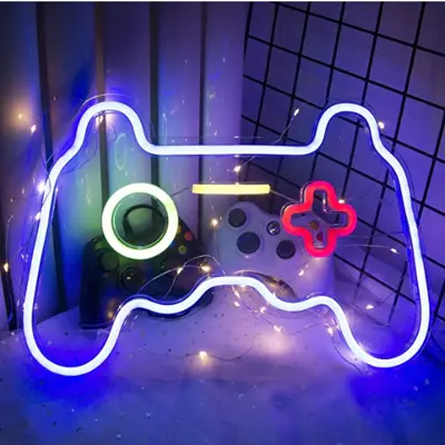 Neonski znak Game Shape, stenska LED svetilka, kul nočni znaki, napajanje USB, 41x27,5x1,6 CM